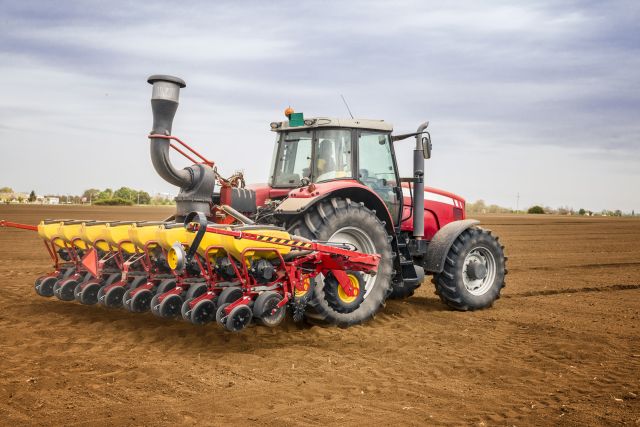 Tractor working in the field