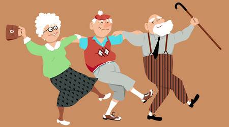 64369728 trois personnes âgées heureux danse de sirtaki ou zorba danse illustration vectorielle pas 